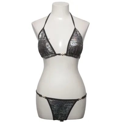 Bikini (Zwart, Zilver) Elastaan, Polyester
