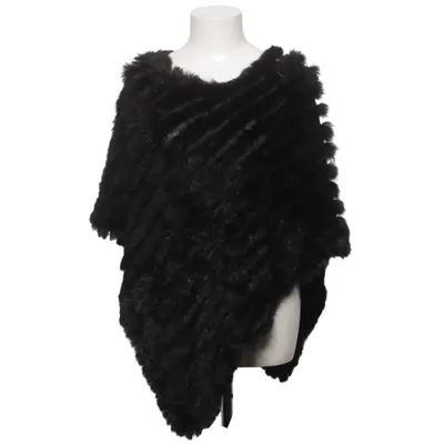 Poncho (Sort) fra You & Me Akryl, Kaninpels