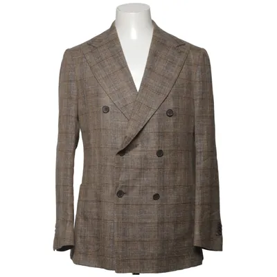 Blazer (Marron) de E. Thomas Cupro, Lin, Polyester, Soie, Viscose, Laine