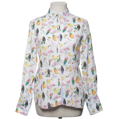 Blouse (White, Multicolored) from Milano Italy Cotton