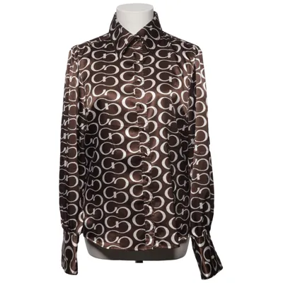 Blouse (Brown, White) from Gina Elastane, Polyester