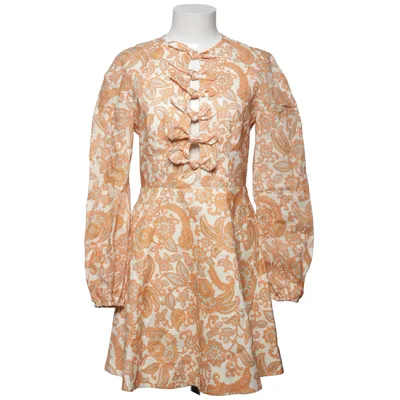 Jurk (Beige, Oranje) van Zimmermann Katoen, Linnen