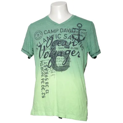 T-shirt (Groen, Geel) van Camp David Katoen, Polyester