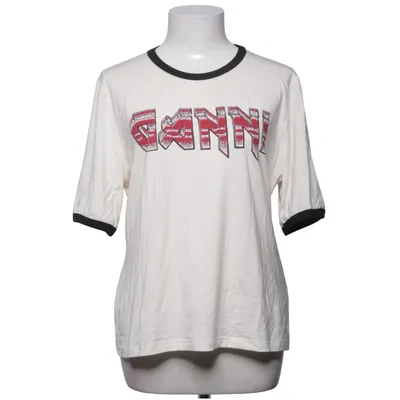 T-shirt (Hvid, Sort) fra Ganni Elastan, Lyocell
