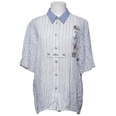 Chemise à manches courtes (Bleu, Blanc) de Julius Lang Coton, Lin, Viscose