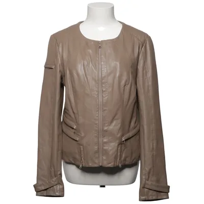 Leather jacket (Gray) from With Love Cotton, Leather, Polyester