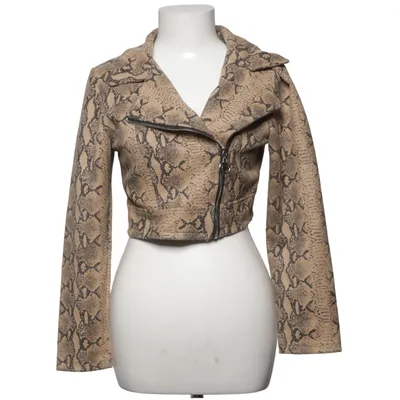 Veste de motard (Beige, Marron) de Vogue Fashion Élasthane, Polyester
