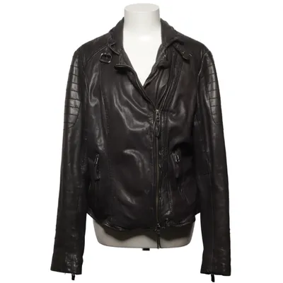 Leren jack (Zwart) van Montgomery Katoen, Leer, Polyester