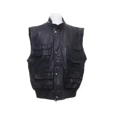Leren vest (Zwart) van Vintage Polyester