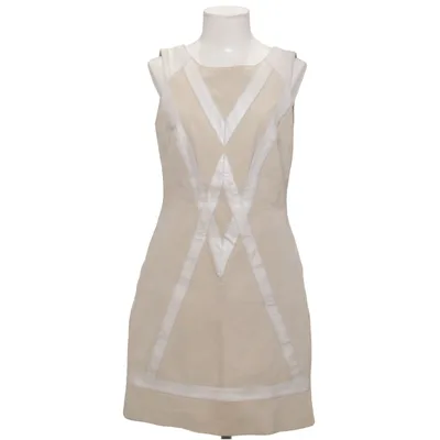 Dress (Beige, White) from Steps Leather, Polyester