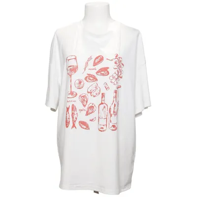 T-shirt (Hvid, Rød) fra Shein Elastan, Polyester