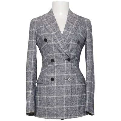Blazer (Grijs, Wit) van SuiStudio Alpacawol, Katoen, Elastaan, Polyamide, Polyester