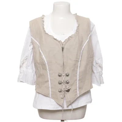 Dirndlbluse (Beige, Hvid) fra Feelings Bomuld, Elastan, Linned