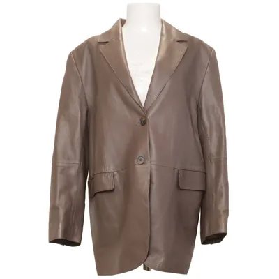Leather blazer (Brown) from H&M Leather, Viscose