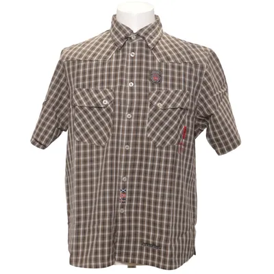 Kortärmad skjorta (Brun, Vit) från Exxtasy Polyester, Viskos