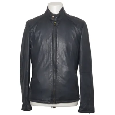 Læderjakke (Grå) fra Massimo Dutti Acetat, Læder, Polyester