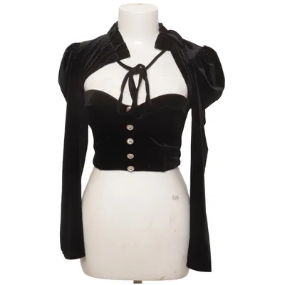 Top (Velvet Ruffle Tie Neck Corset Top) from Lavish Alice Elastane, Polyester