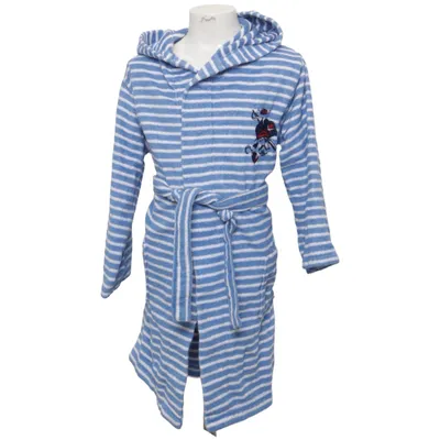 Bathrobe (Blue, White) from Sanetta Cotton, Polyester
