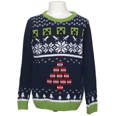 Julesweater (Blå, Flerfarvet) fra Minecraft Akryl