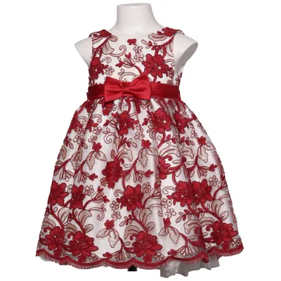 Blomsterpigekjole (Rød, Hvid, Guld) fra American Princess Polyester