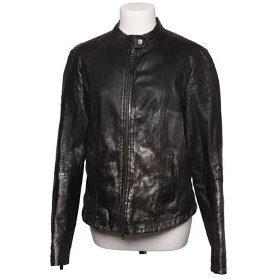 Leren jack (Zwart) van Montgomery Katoen, Leer, Polyester