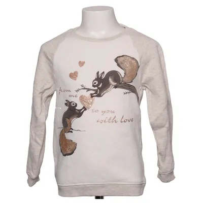 Collegetröja (Vit, Beige) från Dopo Dopo Girls Bomull, Elastan, Polyester