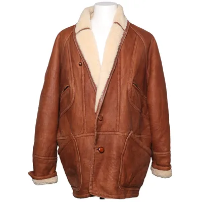 Shearling jas (Bruin, Beige) van Aldo Colitti Leer