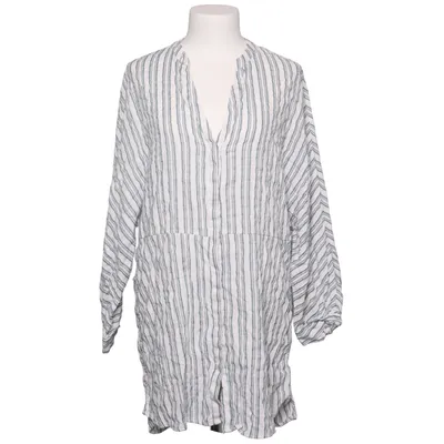 Dress (White, Green) from Zara Trafaluc Cotton, Linen