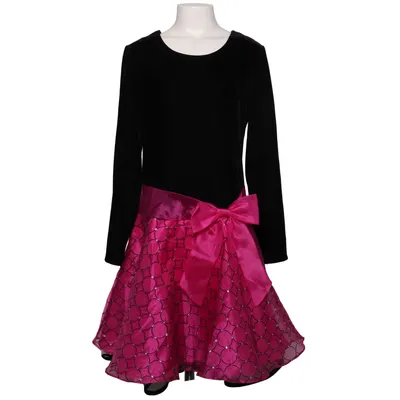 Kjole (Sort, Pink, Flerfarvet) fra Bonnie Jean Elastan, Polyamid, Polyester