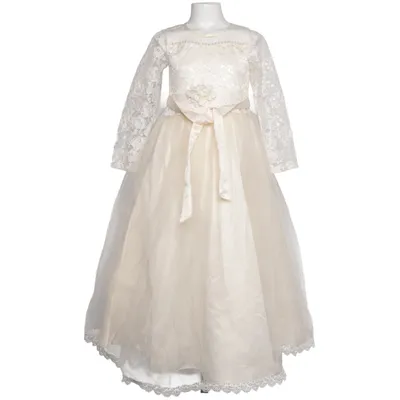 Blomsterpigekjole (Beige) Polyester, Viscose