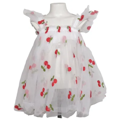 Dress (White, Red, Green) Cotton, Polyester