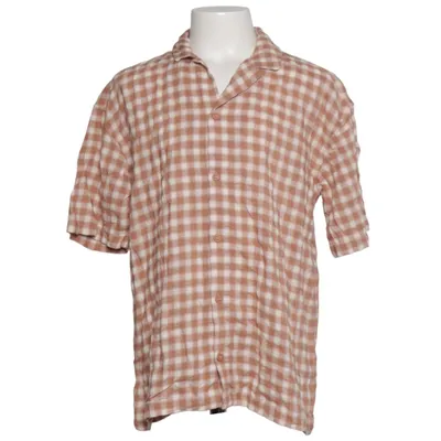 Short sleeve shirt (Brown, White) from H&M Cotton, Elastane, Viscose