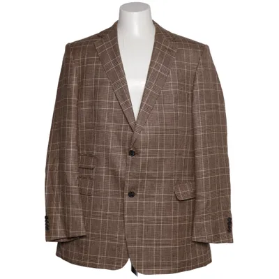 Blazer (Marron) de E. Thomas Lin, Soie, Laine