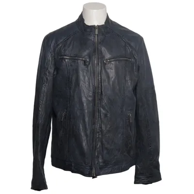 Leather jacket (Blue) from Jean Carriére Cotton, Leather, Polyester