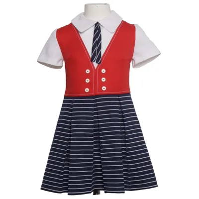 Jurk (Rood, Blauw, Wit) van Trevira Polyester