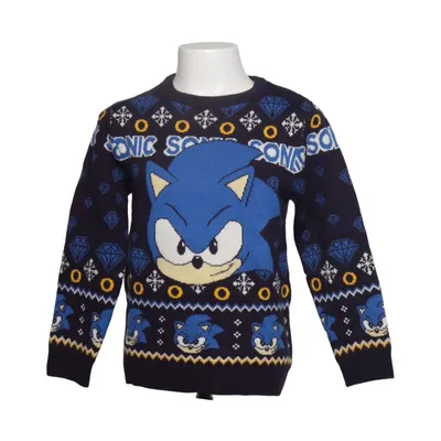 Julesweater (Blå, Gul, Hvid) fra sonic the hedgehog Akryl