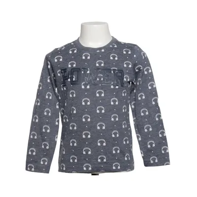 Långärmad t-shirt (Grå, Vit) från Hema Bomull, Polyester