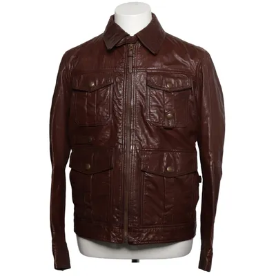 Leren jack (Bruin) van Massimo Dutti Leer, Polyamide, Polyester