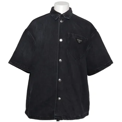 Denim shirt (Black) from Prada Cotton, Leather