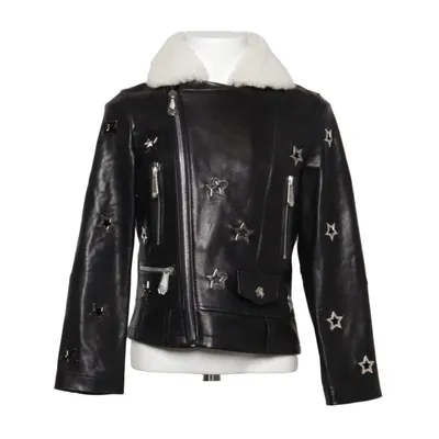 Bikerjakke (Sort, Hvid) fra Philipp Plein Junior Læder