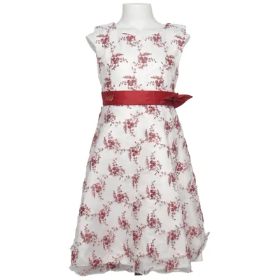 Flower girl dress (White, Red) Cotton, Polyester