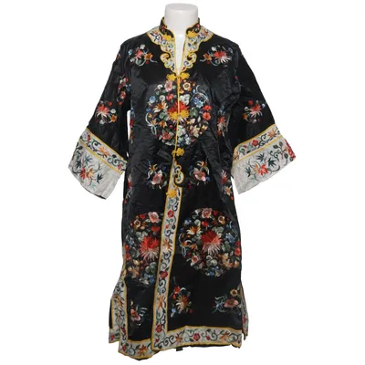 Cheongsam (Black, Multicolored) from Lily Silk, Viscose