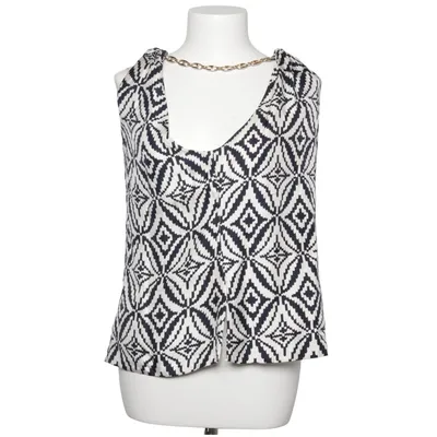 Top (Black, White) from Milly Acetate, Silk