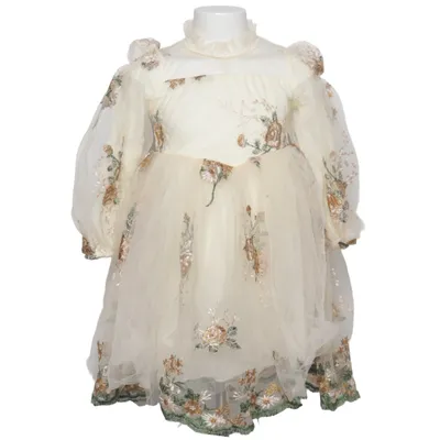 Dress (Beige, Multicolored) from NNJXD Cotton, Polyester