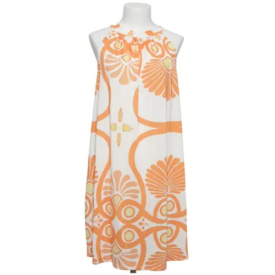 Halterneckklänning (Vit, Orange, Gul) från H&R Elastan, Polyester, Viskos