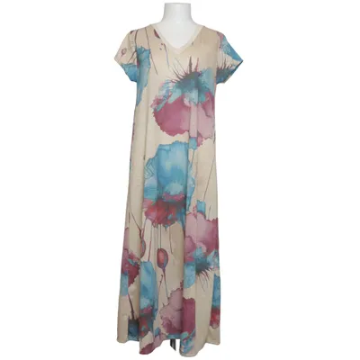 Dress (Beige, Multicolored) from Lens Elastane, Polyester, Viscose