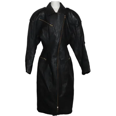 Veste longue en cuir (Noir) de Teen Club