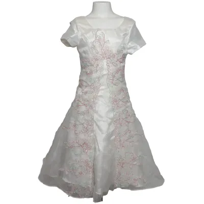 Robe de fille de fleur (Blanc) Polyester