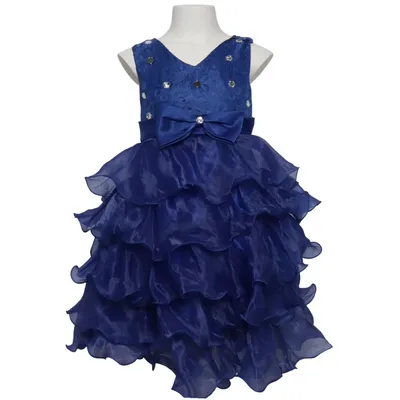 Bloemenmeisjes jurk (Blauw) Polyester, Viscose