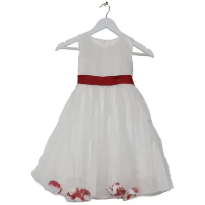 Robe de fille de fleur (Blanc, Rouge) Polyester, Viscose